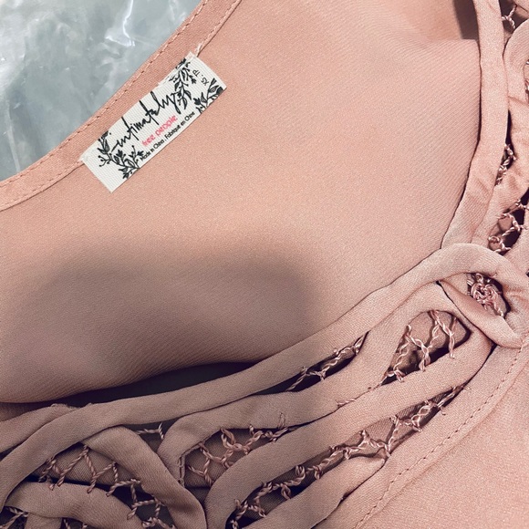NWT Free People petal pink blouson brami cami soft silk feel spaghetti strap XSS - Picture 10 of 14